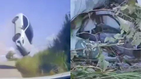 江西景德镇汽车凌空飞起